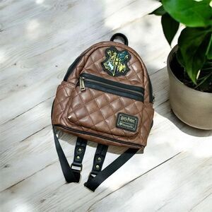 Harry Potter Loungefly Brown Quilted Backpack Bag Purse Medium Zipper